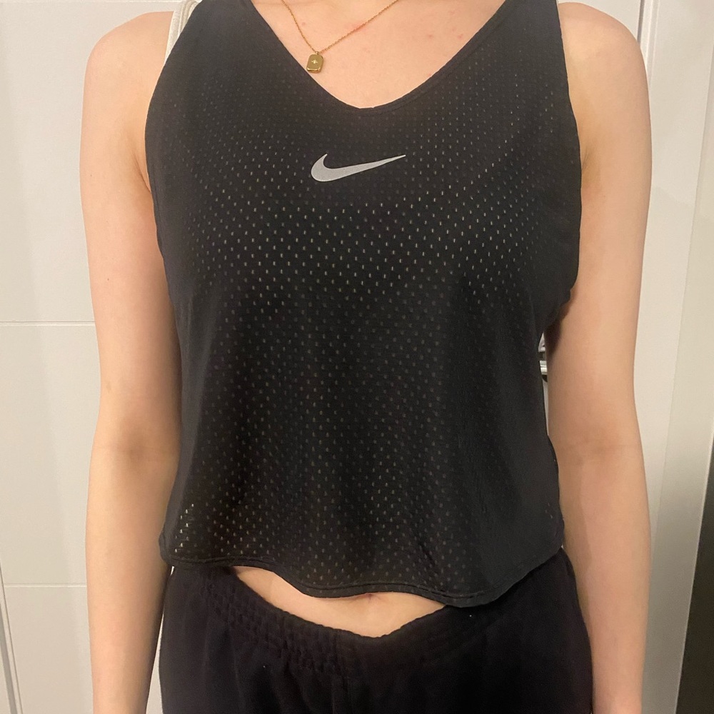 Black Nike mesh crop tank
